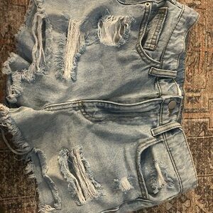 Altar'd State Light Blue Distressed Jean Shorts
